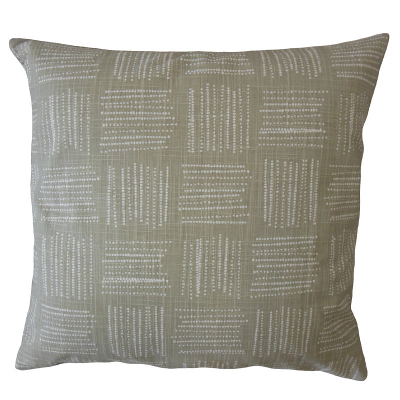Coussin en coton Maceo, Vert kaki, 12 po x 18 po