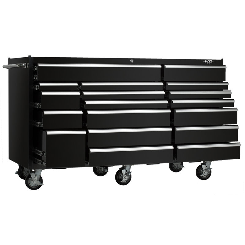 Pro Series 72" W 30" D 18-Drawer Rolling Tool Cabinet, Black