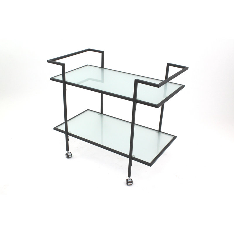 Severovic Serving Cart, Frosted glass, Black