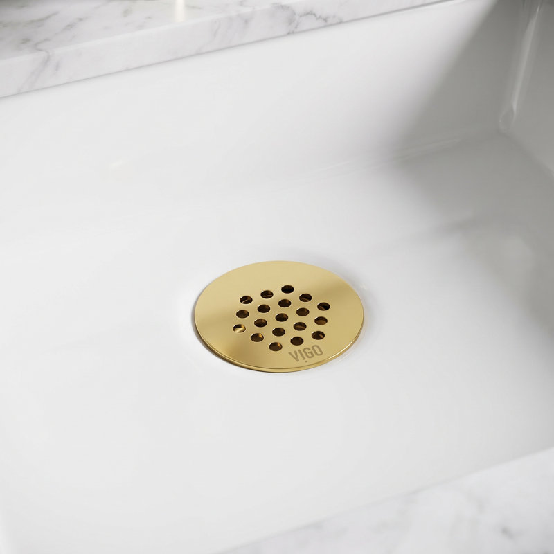 Vessel Grid Bathroom Sink Drain, Matte Brushed Gold