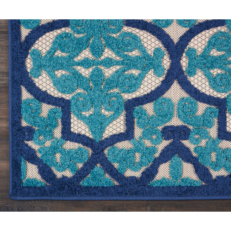 Tapis bleu marine à motif géométrique Miraloma, Rectangle 9 pi 6 po x 13 pi