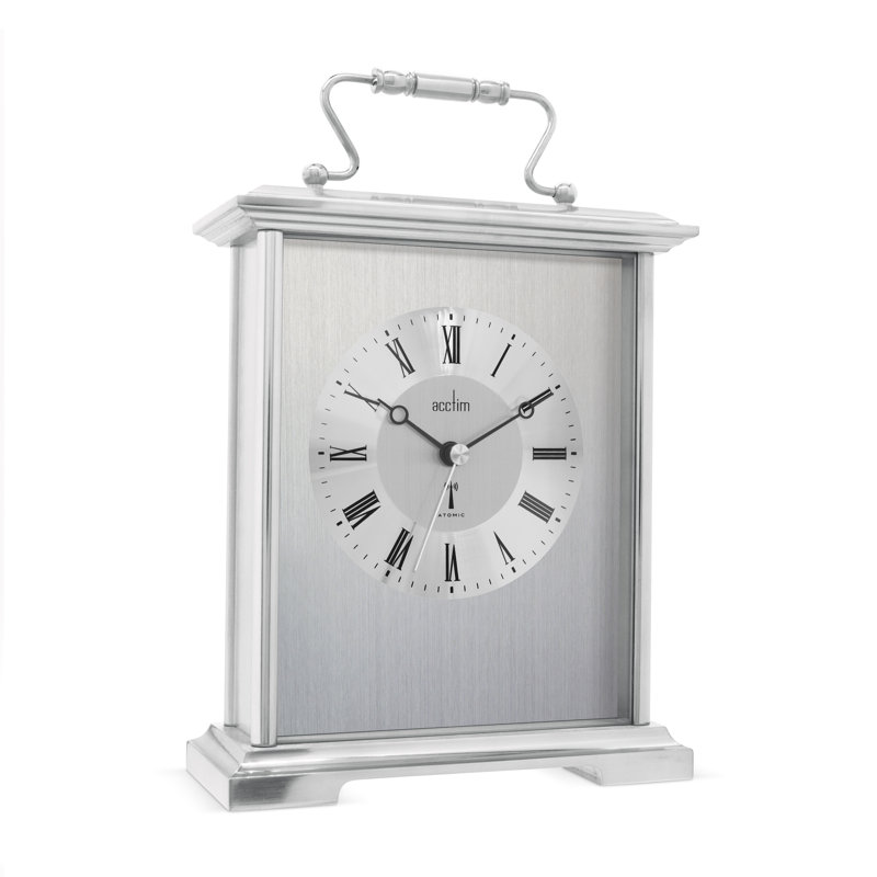 Acctim Althorp Mantel Clock Radio Controlled Quartz Polished Metal Carriage Clock Silver