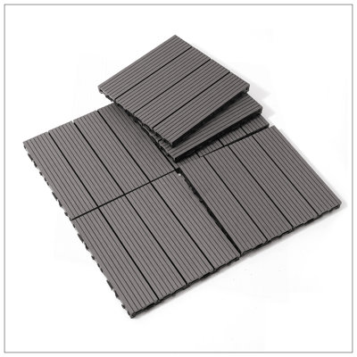 Ensemble de 20 tuiles de terrasse en bois et en plastique, faciles à installer, résistantes aux intempéries, idéales pour les patios, les balcons et les toits