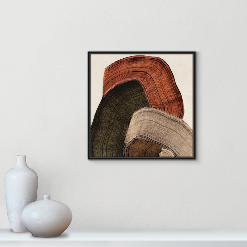 «Folded Earth I» par Casa Fine Arts, L 25,5 po x H 25,5 po, Toile avec cadre, Black Floater