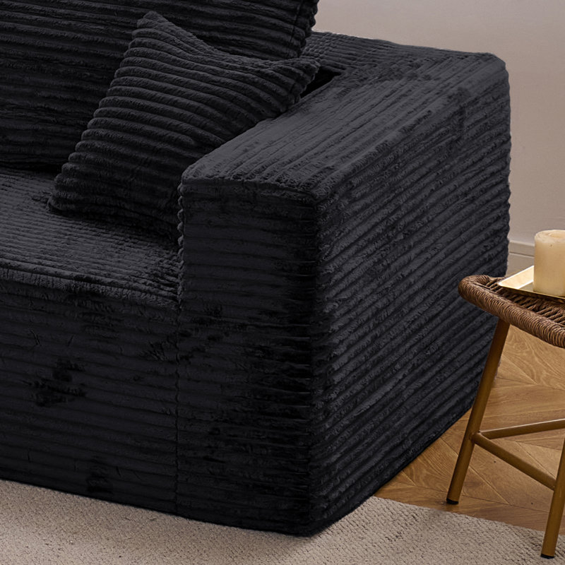 Causeuse en velours côtelé de 59 po de largeur, causeuse modulaire rembourrée avec ressorts ensachés et 3 coussins, aucun composant modulaire requis pour le salon et la salle multimédia