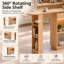 Extendable Bar Table with Storage, Modern Rolling Bistro Table with LED Lights & 360° Rotating Top