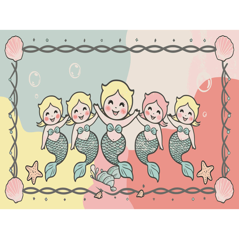 Tapis pour enfants Hartlepool Mermaids Ocean, Rectangulaire 3 pi x 5 pi