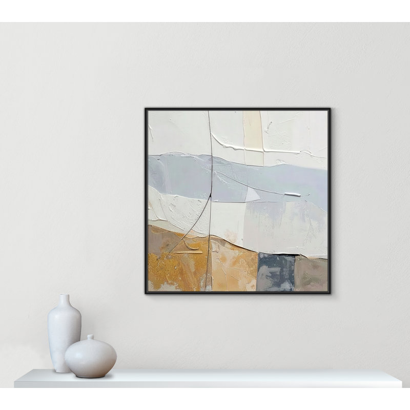 «Plastered I Print» par Alonza Saunders, Framed Canvas, 41.5'' W x 41.5'' H, Black Floater