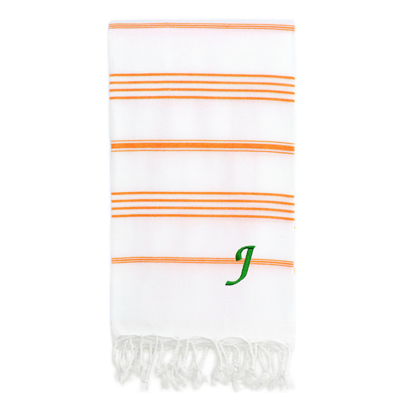 Serviette de plage 100% coton Pestemal Lucky, J, Vert clair / blanc