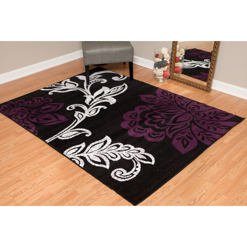 Tapis prune / blanc Plattsmouth, Tapis de couloir 2 pi 3 po x 7 pi 2 po