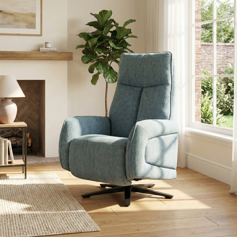 Cassidi Swivel Zero Gravity Recliner, Blue/Teal