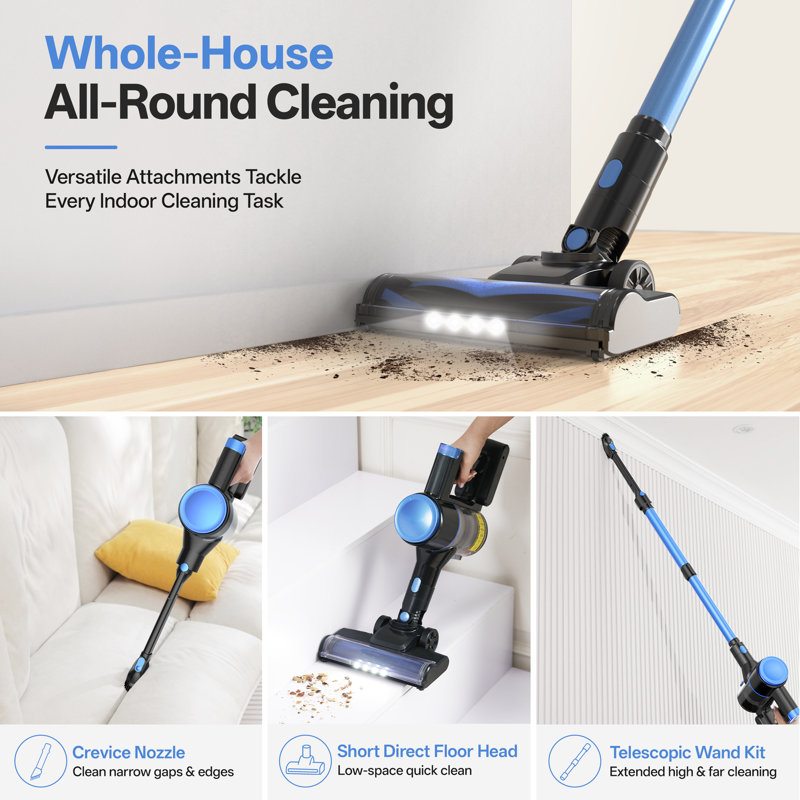 INSE Cordless Stick Vacuum Cleaner,Lightweight Self-standing Vacuum for Home Pet Hair Carpet Hardwood Floor