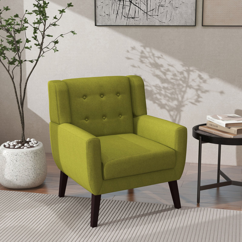 Jaqueze 73.4 Cm Wide Tufted Armchair, Green Linen Blend