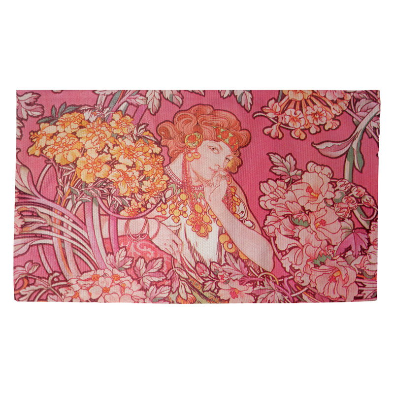 Tapis rose femme entre les fleurs Magdaleno, Rectangulaire 3 pi 3 po x 5 pi 3 po