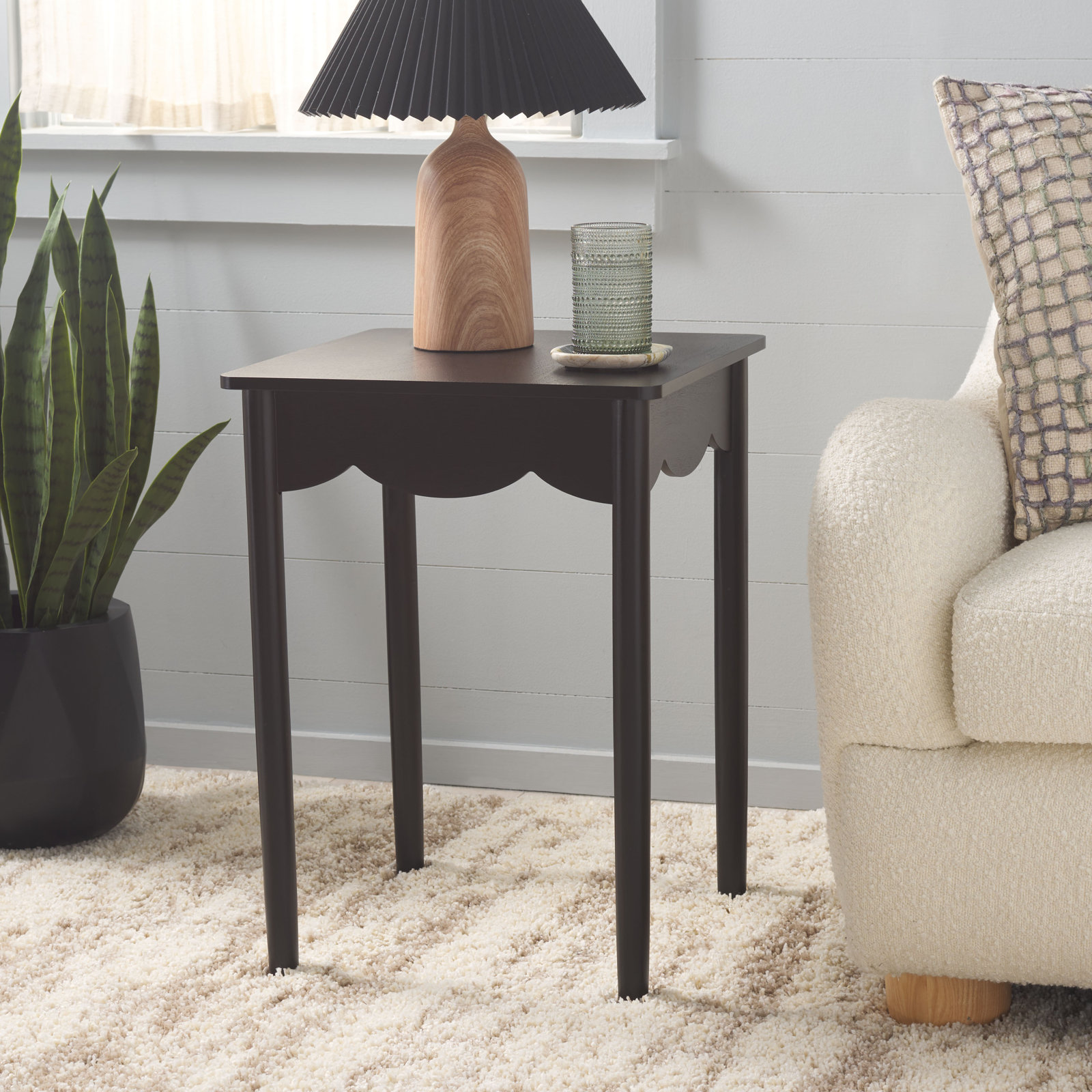 Gerin 17" Pine End Table, Matte Black