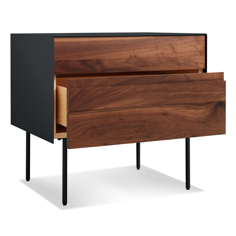 Clad 2 - Drawer Nightstand, Walnut/Oblivion