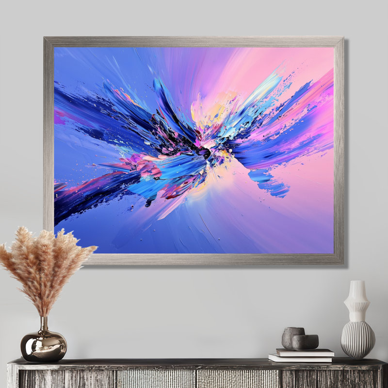 «Galactic Mauve Explosion In Space I», art mural fractal abstrait, H 34 po x l 44 po, Silver