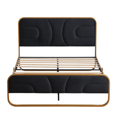 Nelsie Upholstered Platform Bed with Velvet Tufted Headboard