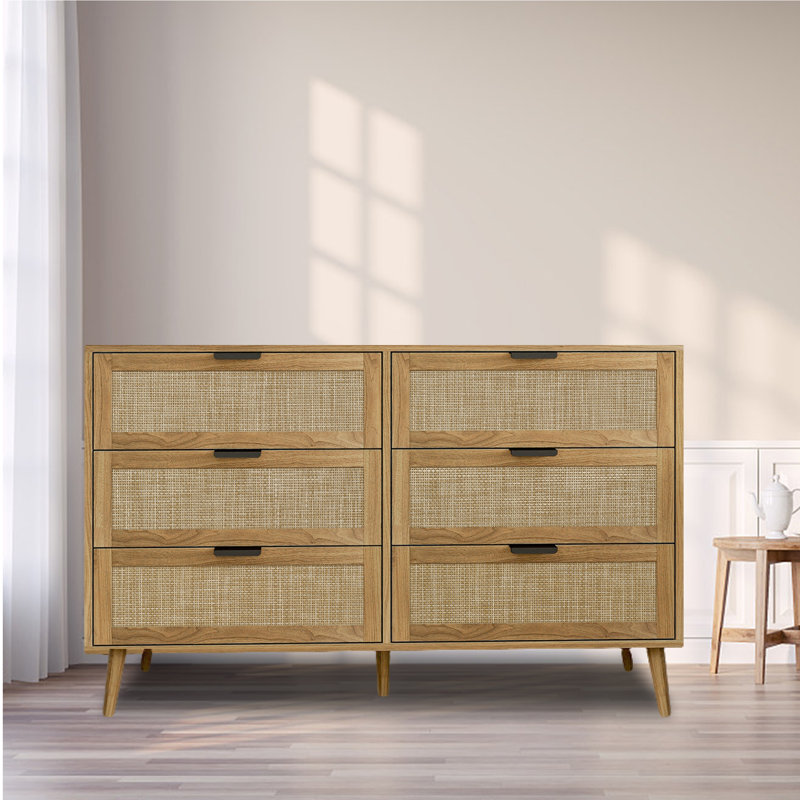 Commode 6 tiroirs Weott, Noyer