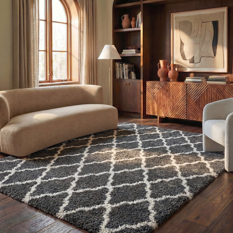 Darrold Hudson Shag Performance Geometric Rug, Rectangle 8' x 10'