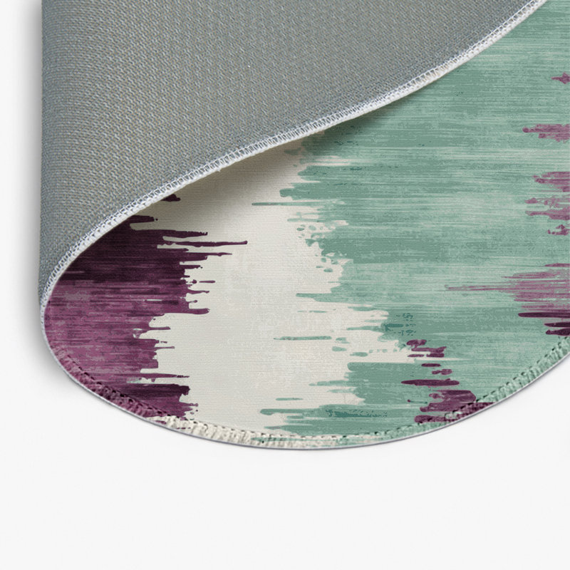 Tapis intérieur et extérieur vert Watercolor, Rond 5 pi