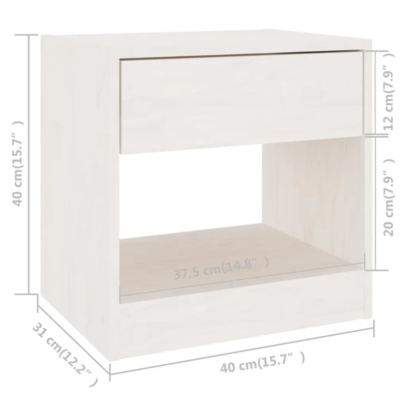 Table de chevet en bois massif vidaXL, Blanc