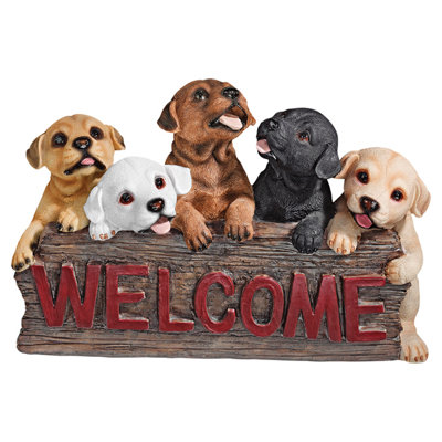 Welcome Dogs Garden Sign Statue