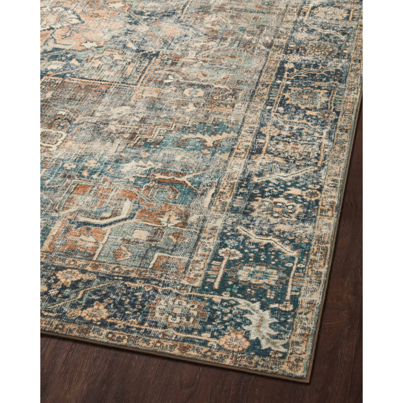 Elysian Blue Oriental 5' x 7'6" Synthetic Area Rug
