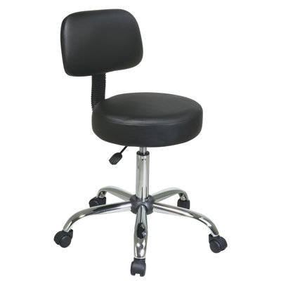 Backed Adjustable Height Ergonomic Lab Stool with Wheels