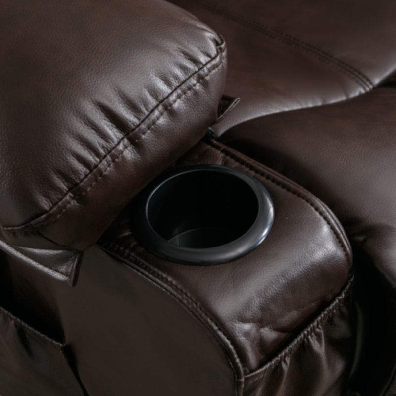 39,76 po W Fauteuil inclinable en cuir avec bascule, télécommande, capitonné et rangement, Brun