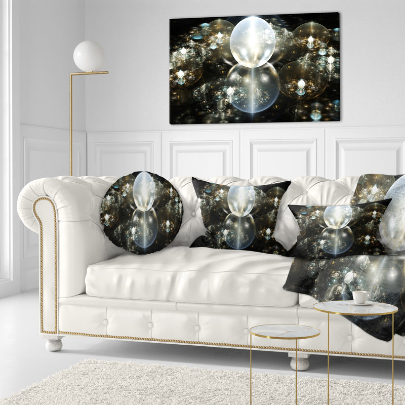 Gouttes d'eau sur miroir - coussin abstrait imprimé, Doré