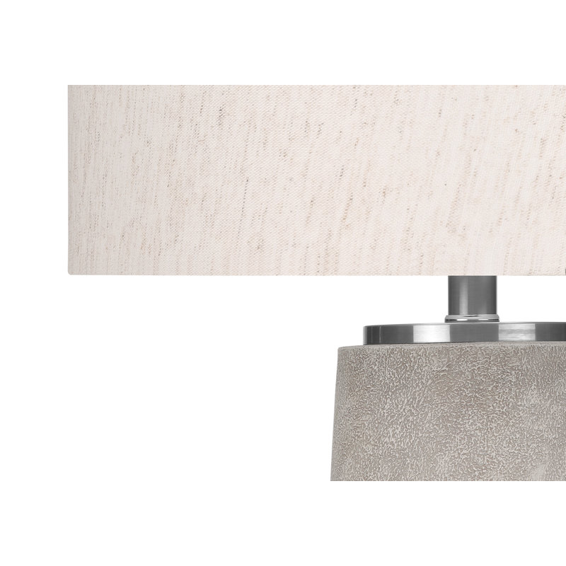 H 29 po, lampe de table, résine grise, abat-jour ivoire / crème, moderne