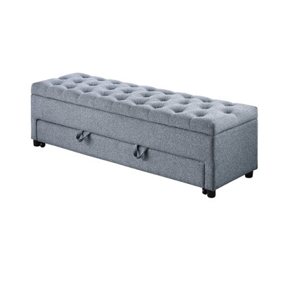 Contemporary Living Room Furniture Ottoman W Storage And Under Seat Drawer Gray Color 1Pc Ottoman Tufted Seat Boucle (Only Including Ottoman)