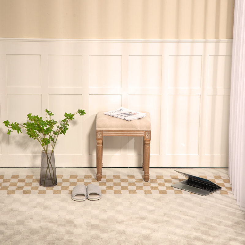 Petit banc rembourré, banc carré rembourré avec repose-pieds rustique, tabourets de coiffeuse pour la chambre à coucher