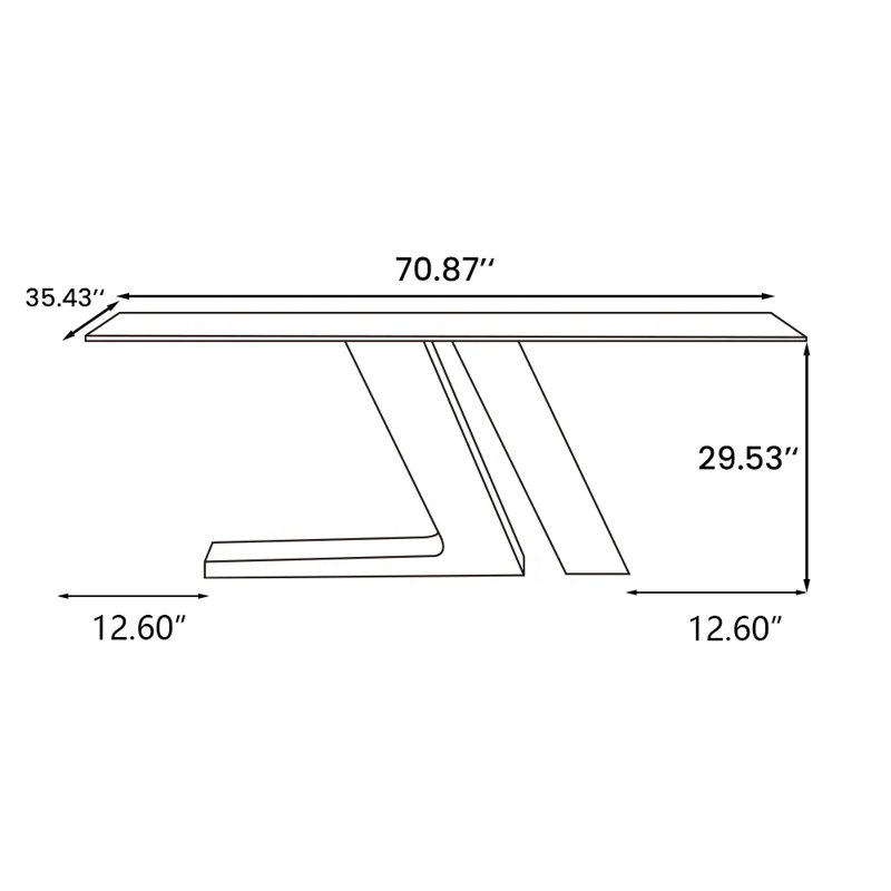 Table de salle à manger Lavant, H 29,53 po x L 70,87 po x l 35,43 po, Or