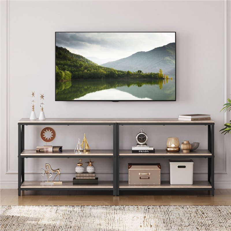 Amanita TV Stand, 3-Tier TV Console Table, 60.5cm H x 160cm W x 40cm D, Grey