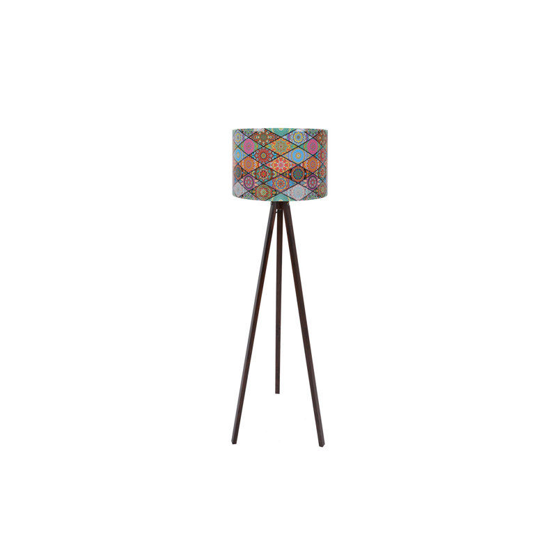 Lampe sur pied à panneau de fibres à densité moyenne de 70,1 po avec capuchon en polypropylène Ethnic Southwestern Diamètre du capuchon: 15 po, longueur de câble maximale: 78,7 po | Douille E27 (40 W maximum), interrupteur marche / arrêt, conception unique de mandala pour une décoration intérieure élégante