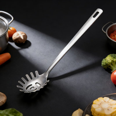 Stainless Steel Pasta Server And Spoon Set - Heat Resistant, Dishwasher Safe Kitchen Utensil With Mirror Polish Finish For Easy Cleaning
