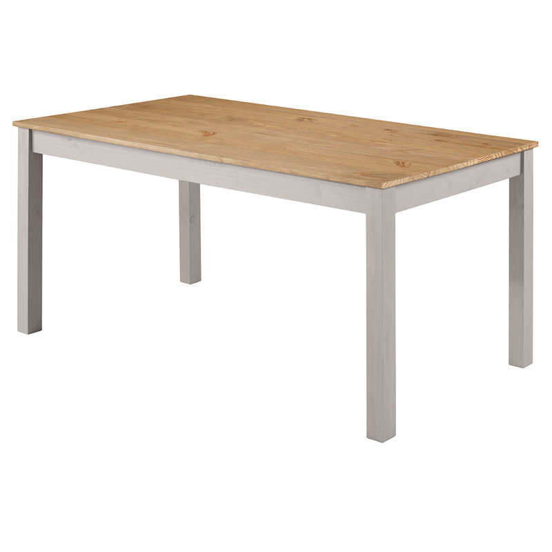 Table de salle à manger en bois massif 59,06 po Cortavious, Gris délavé