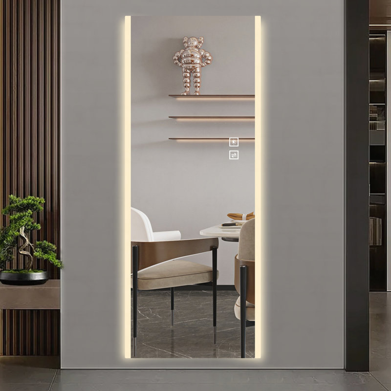 65*21in Led mirror full length,Frameless full-length mirror,Wall Mounted Mirror with Light,three-color changing light,Explosion-proof glass, high-definition imaging