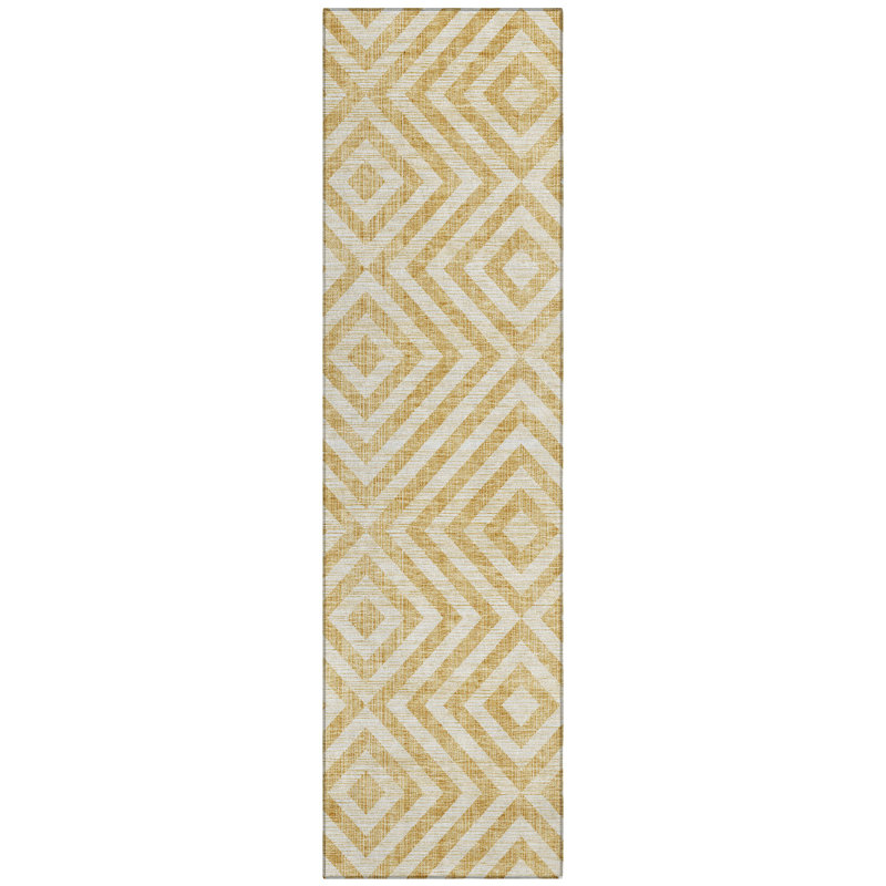 Washable Geometric Indoor / Outdoor Rug, Runner 2'3" x 7'6"