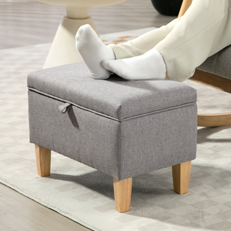 49cm Wide Rectangle Solid Colour Storage Ottoman with Storage