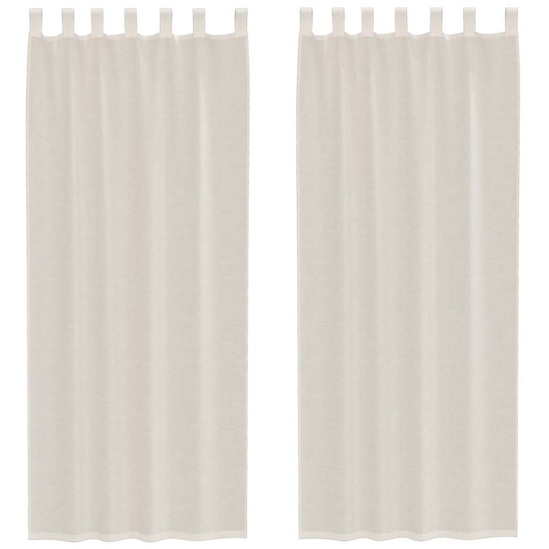 Voile Curtains With Tab Top 2 Pcs, 140cm Width x 260cm Drop, Cream