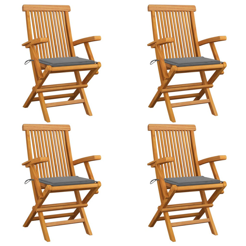 Chaise bistro d'extérieur pliante avec coussins Patio Chairs, gris
