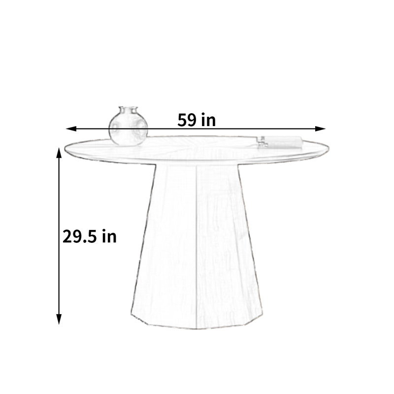 Table de salle à manger de qualité minimaliste, H 29,5 po x L 59 po x l 59 po