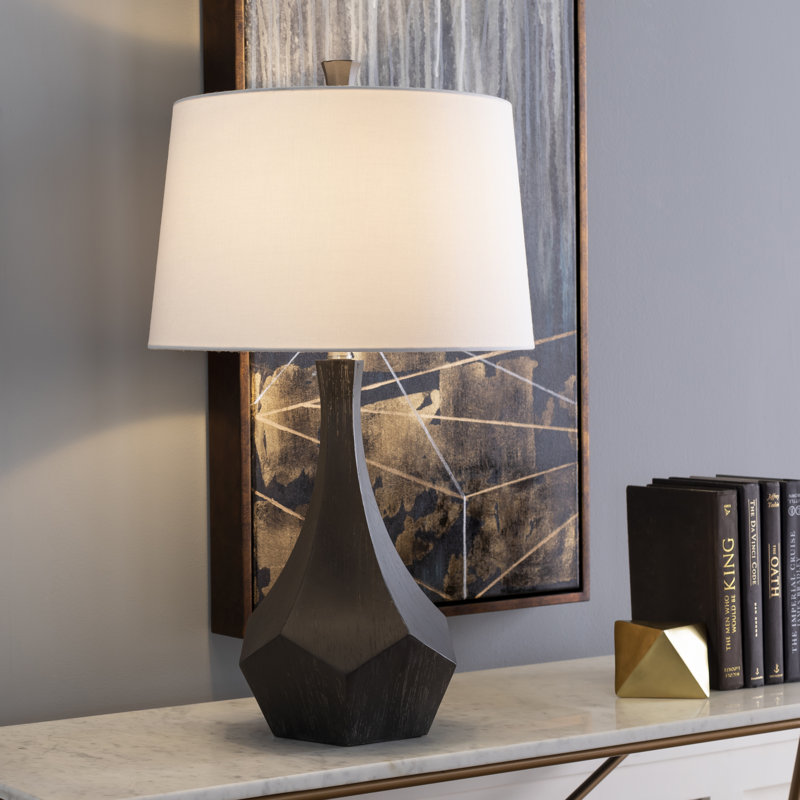 Skeffingt 28" Table Lamp, Charcoal/White