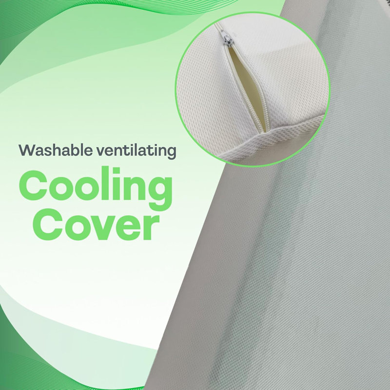 Rectangular Green Gel Memory Foam Cooling Pillow with Removable Cover