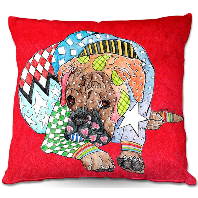  Coussin Couch Boxer Dog, 18 po x 18 po, Rouge