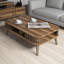 Ensemble de mobilier de salon moderne, finition noyer, 3 pièces | Meuble télé (66,1 x 20,3 x 15,4 po), table basse (41,3 x 13,6 x 23,6 po), tablette murale (47,2 x 4,7 x 15,7 po) | Panneau de particules enduit 100% mélamine, design élégant et fonctionnel-427778063