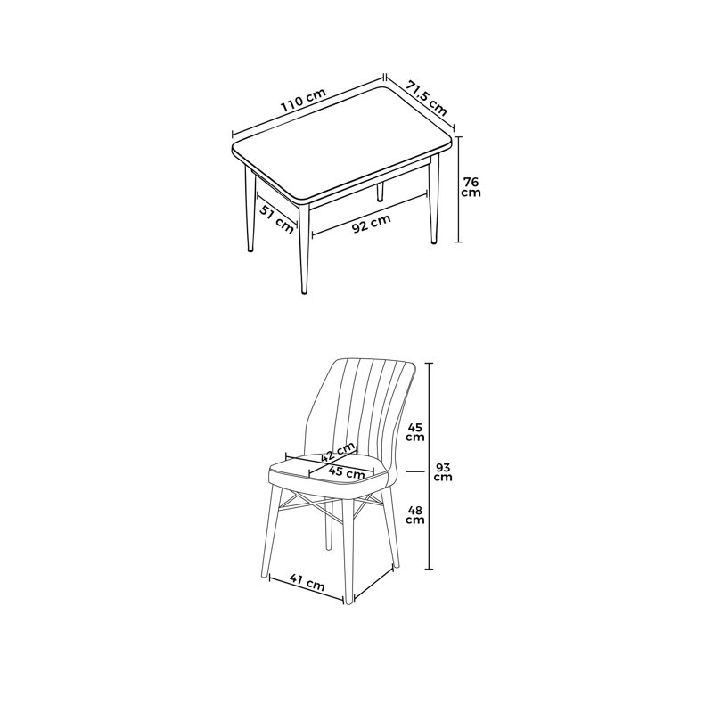 Ensemble de table et chaises de salle à manger, Blanc, Mauve